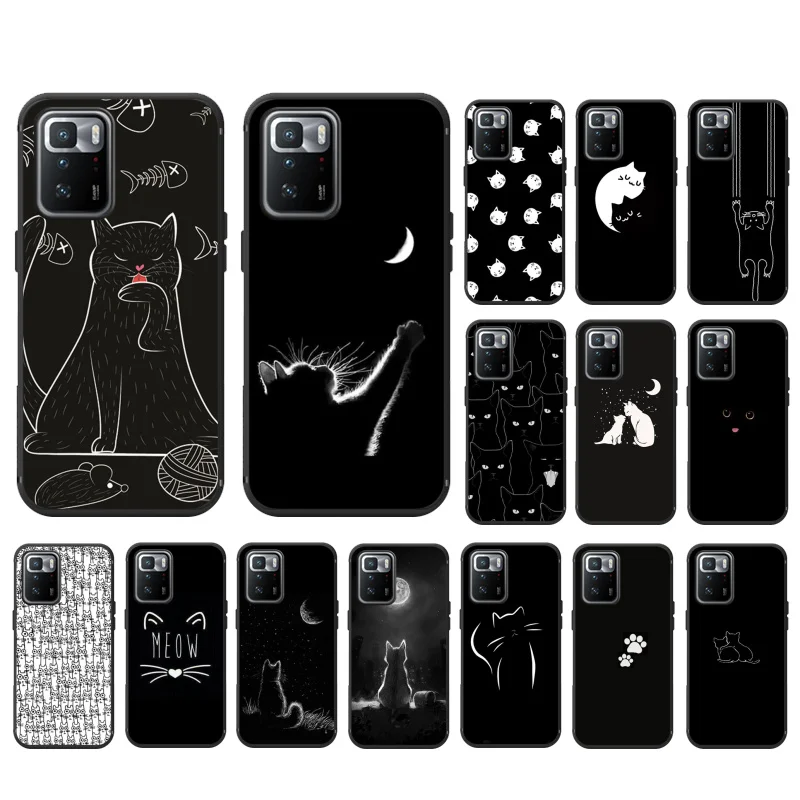 

Black Cat Phone Case For Xiaomi Redmi Note 11 10 Pro Note 8 Pro 9Pro Note9 9S 10S 9T Redmi 10 9C 9A