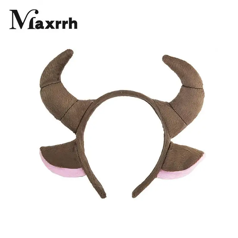 Креативная повязка на голову с ушками из коровьего молочного рога для костюма