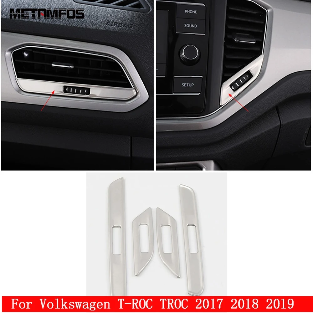 

For Volkswagen T-ROC TROC 2017 2018 2019 Accessories Interior Front Air Condition AC Vent Outlet Cover Trim Sticker Car Styling