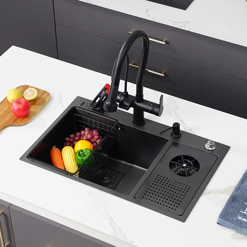 

Мойка-раковина из нержавеющей стали Nano 304, центральный островный стол, автоматические кухонные аксессуары высокого давления, один комплект