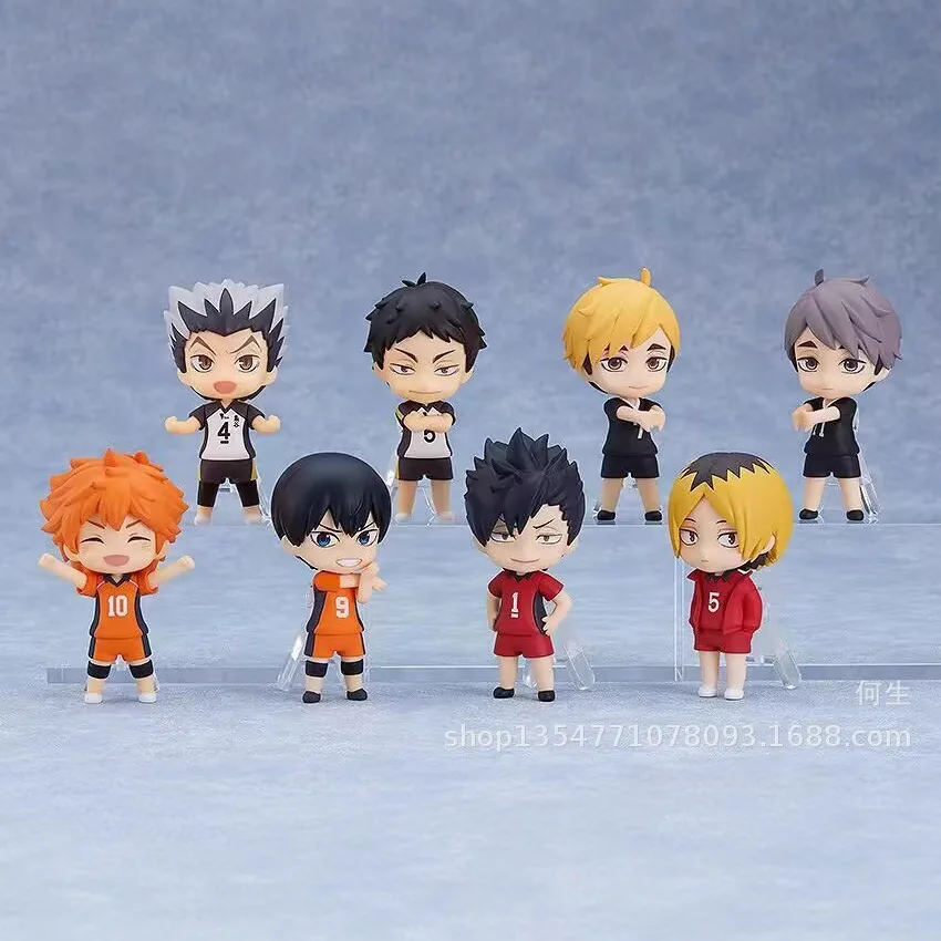 Фото Набор из 8 фигурок Haikyuu, 8 см, аниме-мерч, милые куклы Хината, Козуме, Тобио, стоячие модели, украшения для рабочего стола, подарок №4