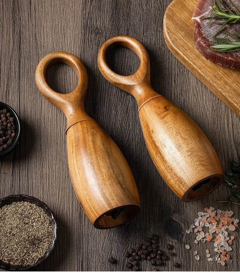 Ручная мельница для перца 7 дюймов деревянная регулируемая грубой бытовая