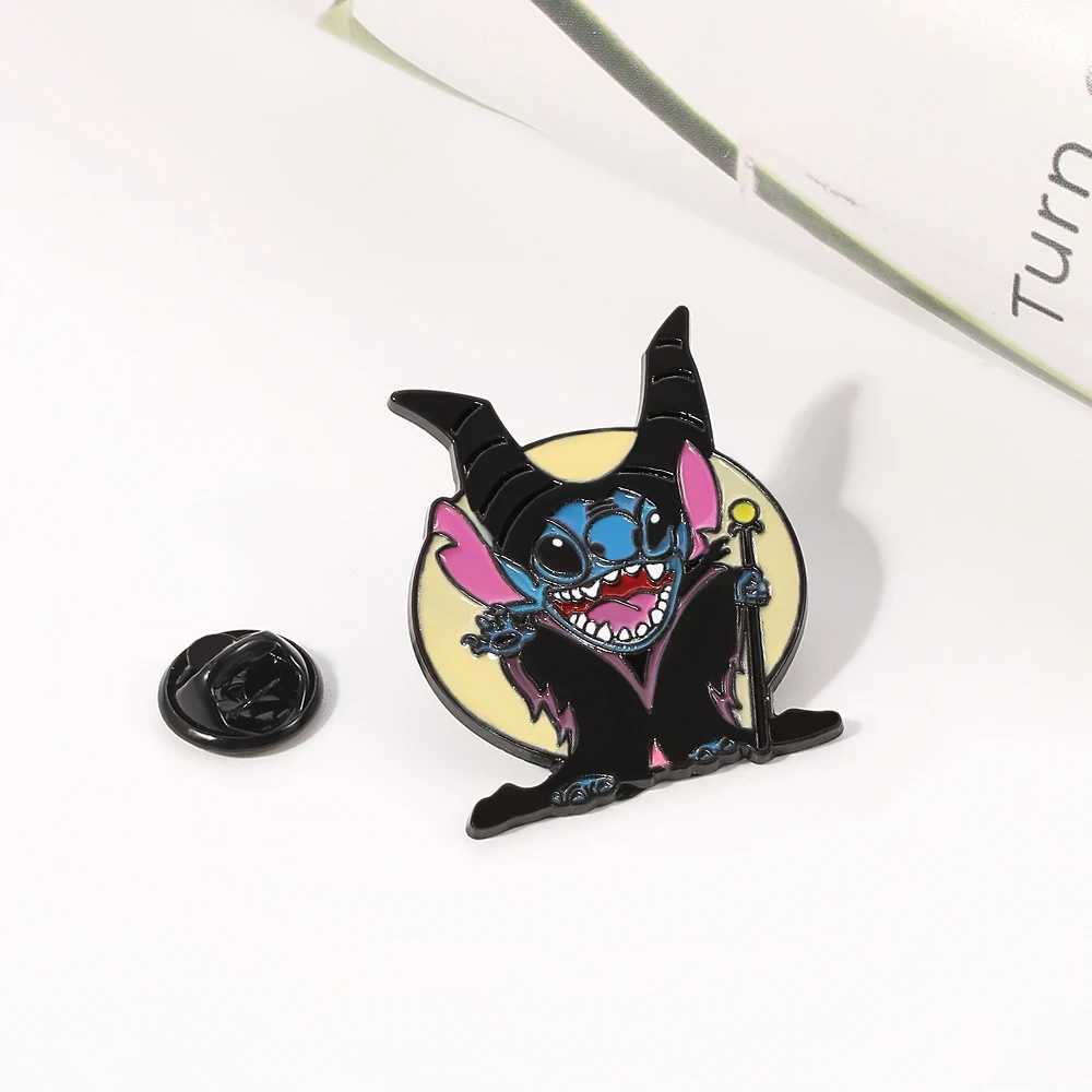 Эмалированная брошь на булавке в стиле Лило и Ститч