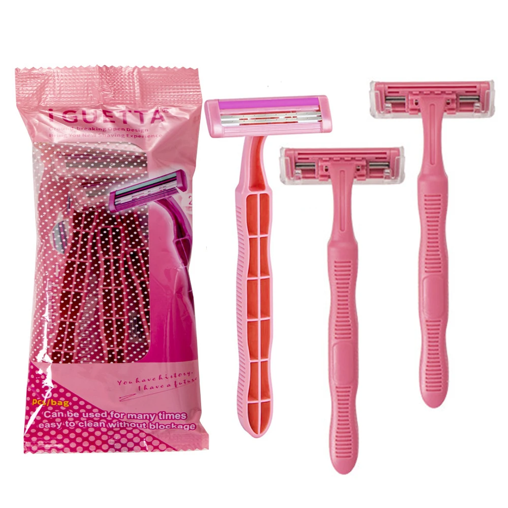 

Easily Two-Layer Women Face Razor 2 Packs Shave Convenient Pack for Lovely Shavette Applicable To The Whole Body Legs Shaver
