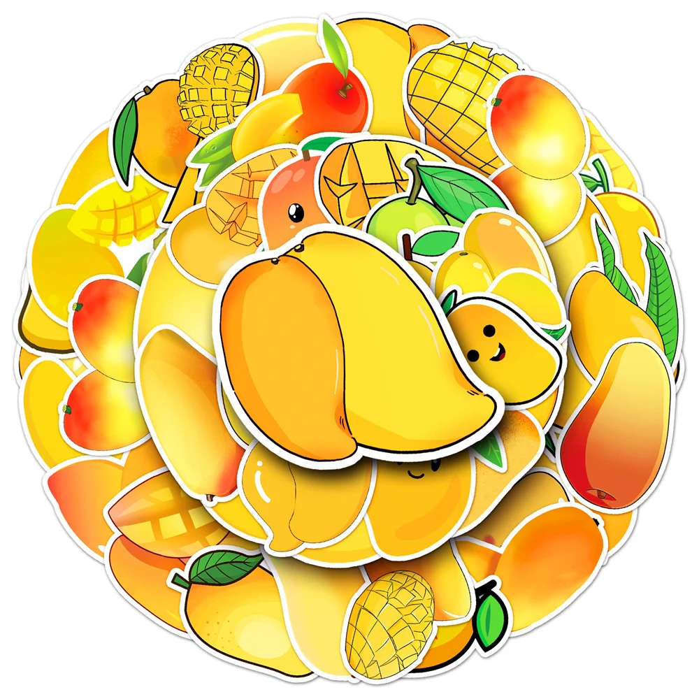 

50pcs Cartoon Fruit Mango Stickers For Guitar Phone Scrapbook Craft Supplies Stationery DIY Cute Sticker Scrapbooking Material