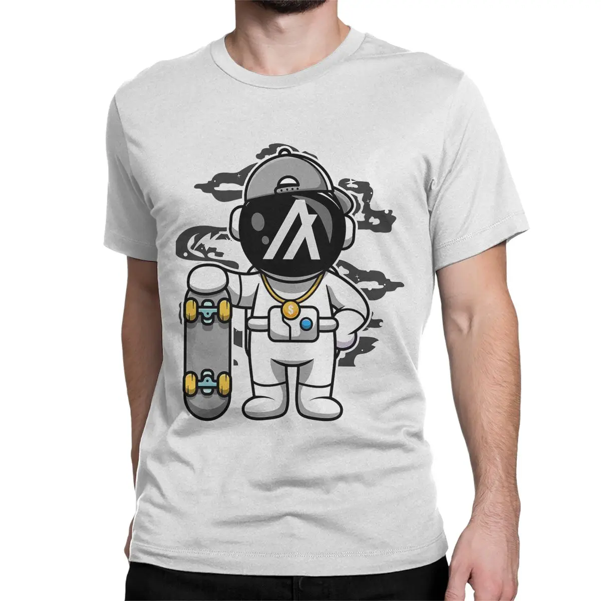 

Funny-Astronaut-Skate-Algorand-ALGO-Coin-To-The-Moon Men's shirt Hipster Cotton Tee Shirt Round Neck Short Sleeve T-Shirt