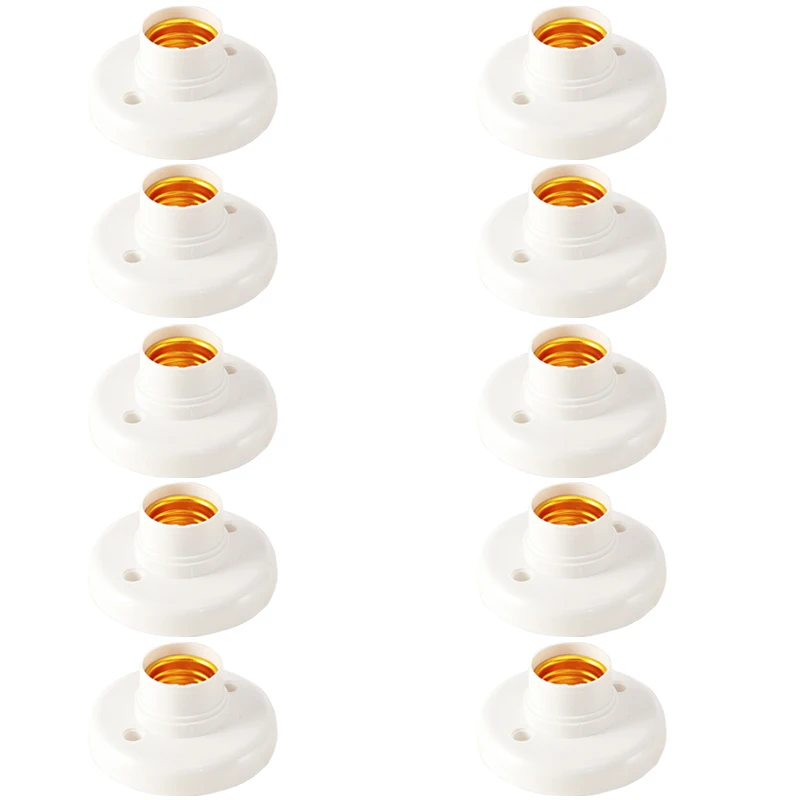

10Pcs E27 Plastic Screw Lamp Holder Round Lamp Holder Bulb Socket Holder Adapter