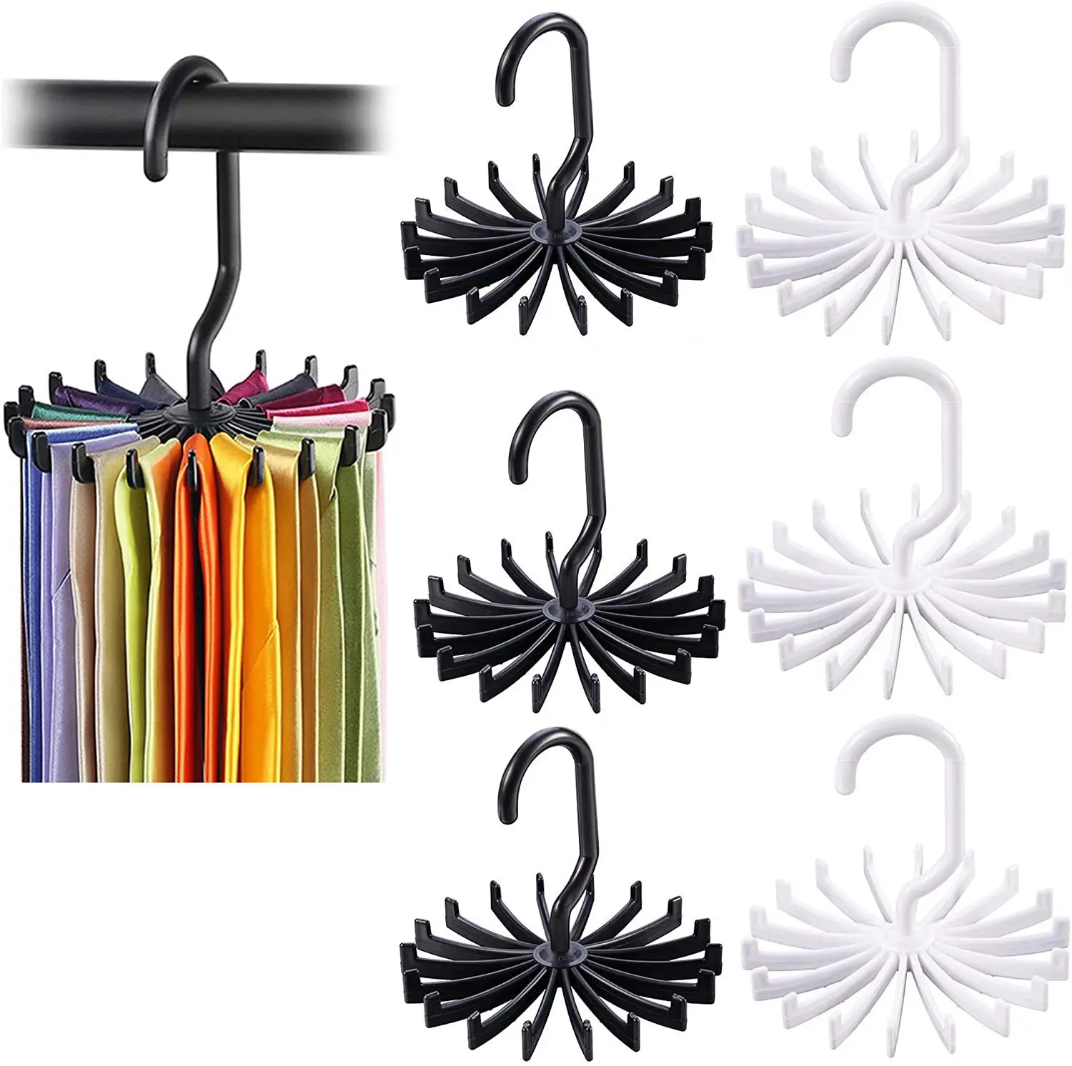 

Rotating Hook Holder Rack Storage Hanger Tie Belt Hanger Space Saver Rotate Scarf Holder Closet Organization organizador armario