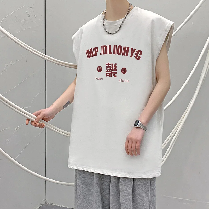 

Майка мужская хлопковая без рукавов, Повседневная рубашка, Белая Спортивная безрукавка с надписью, большие размеры 5XL, на лето