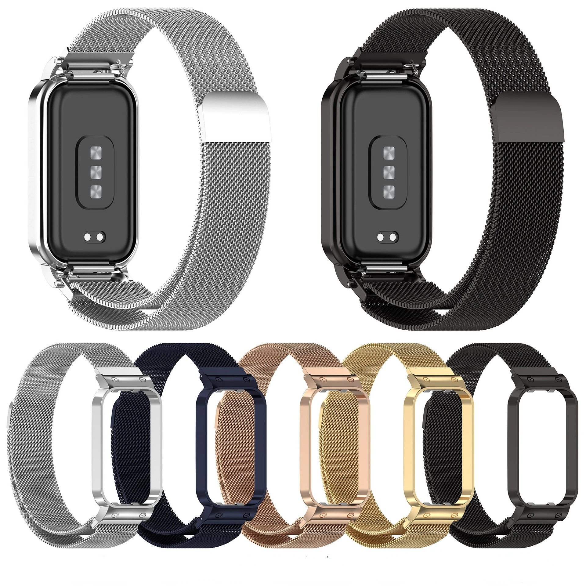 Magnetic Metal Strap for Xiaomi Redmi Band 2 Stainless steel watchband Protective Case Xiaomi Redmi Smart band2 Correa Bracelet