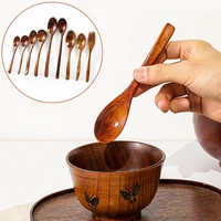 1pc wooden tableware spoon long handle environmental honey coffee mixing spoon kitchen anti scald cooking utensil