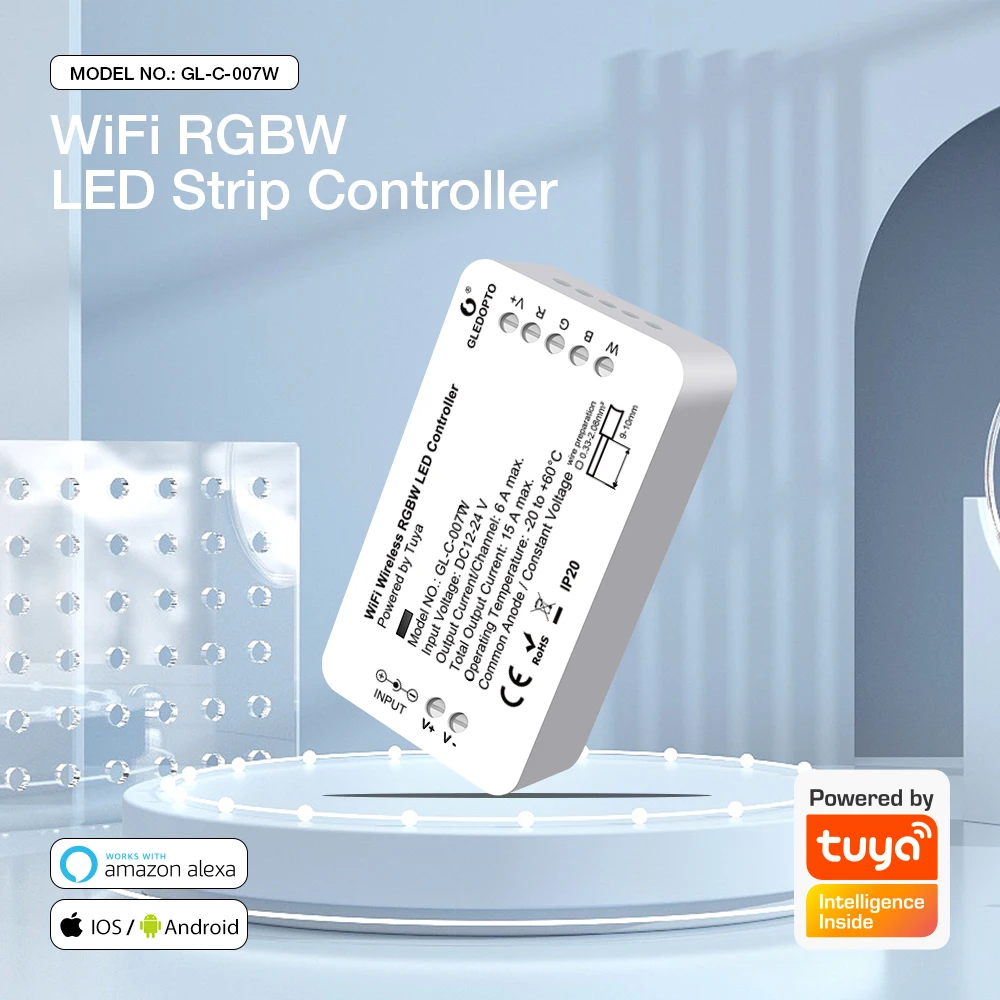 Gledopto Smart WiFi LED Strip Controller RGBW RGB White Suitable For TV Background Wall Lighting Alexa Tuya App Voice Control