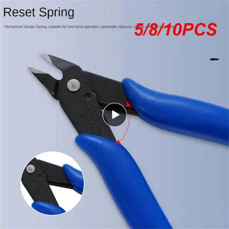 

5/8/10PCS Thin Appearance Diagonal Pliers Automatic Rebound Function Insulated Grip Pliers Carbon Steel Hardening Treatment