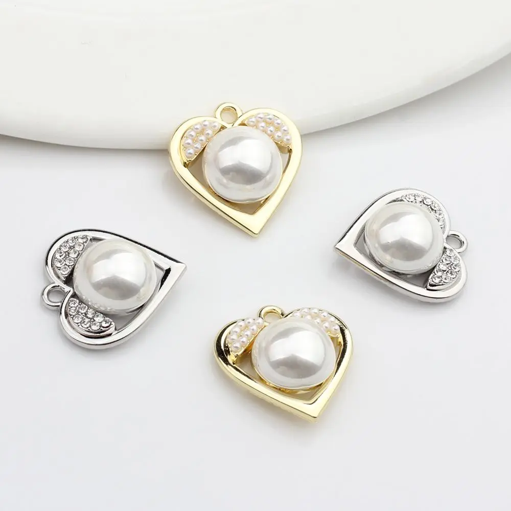 

Zinc Alloy Handmade Inlaid Imitation Pearls Heart Charms Pendant 6pcs/lot For DIY Fashion Jewelry Making Finding Accessories