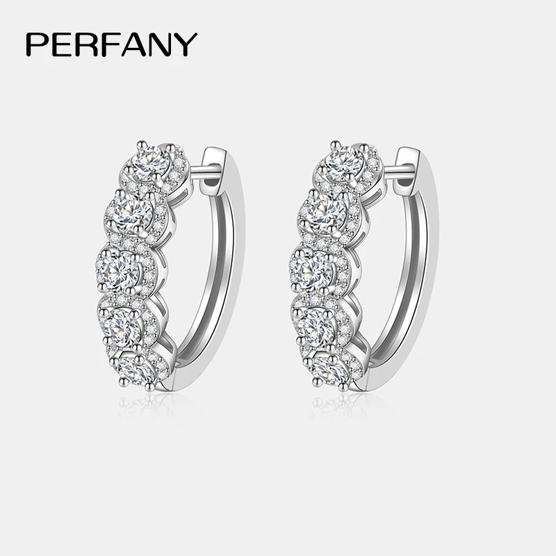Фото PERFANY все серьги-кольца с муассанитом, женские серьги из 100% чистого серебра с лабораторным бриллиантом, элегантные высокие ювелирные изделия, подарок на вечеринку №1