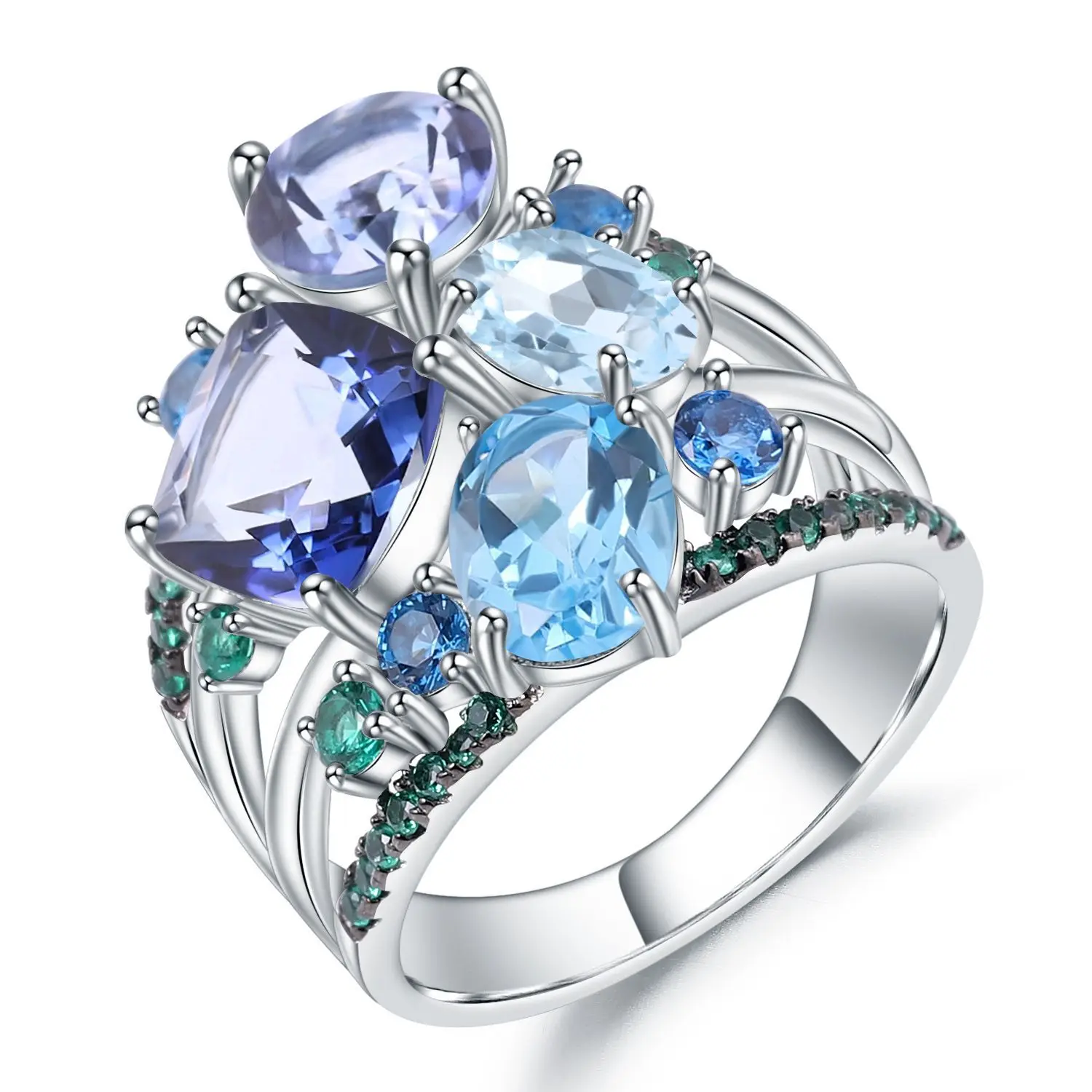 

Luxury Colorful Treasure Ring Banquet With High-end S 925 Sterling Silver Inlaid Gemstone Ring Jewelry Party Wedding Gifts