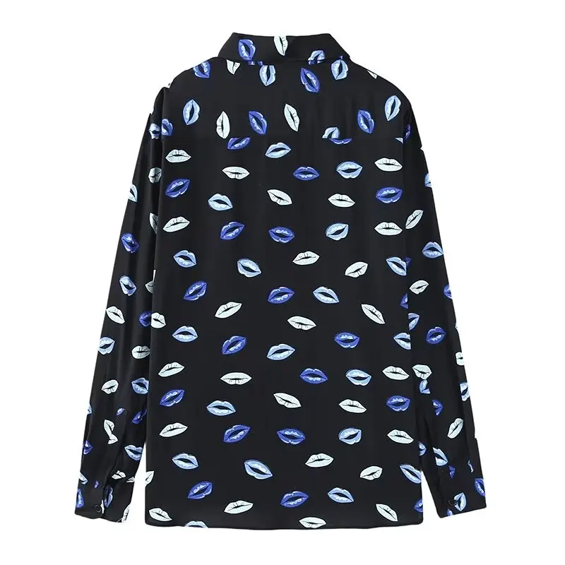 Женские рубашки с принтом TRAF 2024 рубашка на пуговицах женские длинным рукавом и