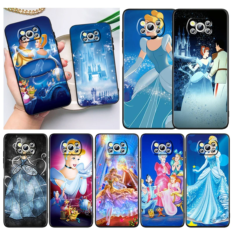 

Princess Cinderella Gril Phone Case For Xiaomi Mi Poco X5 X4 X3 NFC F4 F3 GT M5 M5s M4 M3 Pro C50 C40 5G Cover Black Funda