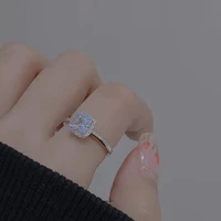 s925 sterling silver zircon diamond ring female ins niche design advanced sense of colorfast opening adjustable simple ring