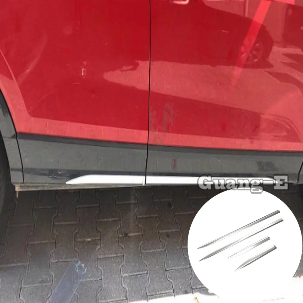 

For Audi Q2 Q2L 2018 2019 2020 2021 2022 Body Detector Stainless Steel Side Door Body Trim Stick Strip Molding Bumper Parts 4PCs