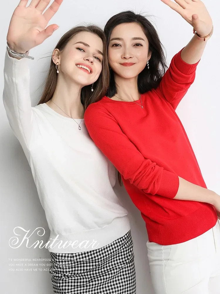 ZJAISS 2024 элегантный базовый осенне-зимний свитер женский пуловер с круглым вырезом