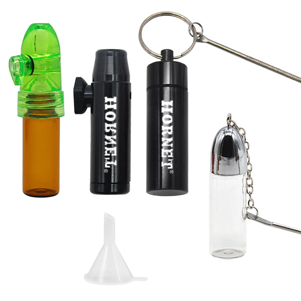 

HORNET Snuff Bullet Metal Snuff Spoon Funnel Aluminium Alloy Snuff Kit Sealed Snuff Bottle Snorter Glass Snuff Bullet