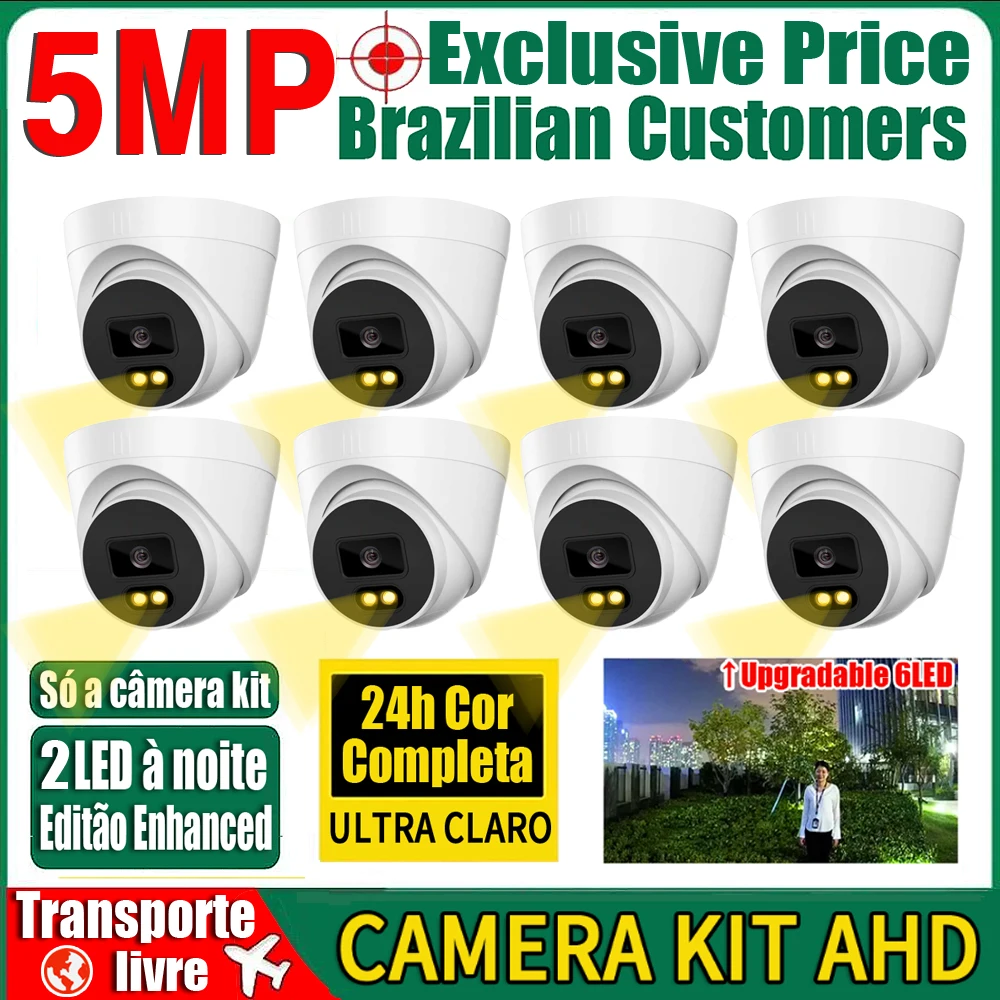 

Free Shipping 8CH 5MP 4MP 24H Full Color Night Vision CCTV AHD Dome Camera 2K Kit Set HD Indoor Luminous 2/6Led Security System