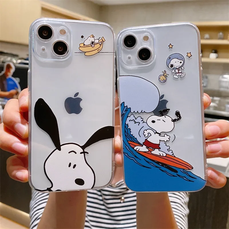 Прозрачный чехол для телефона Snoopy с мультяшным рисунком Iphone 14 13 12 11 X XS XR защитный