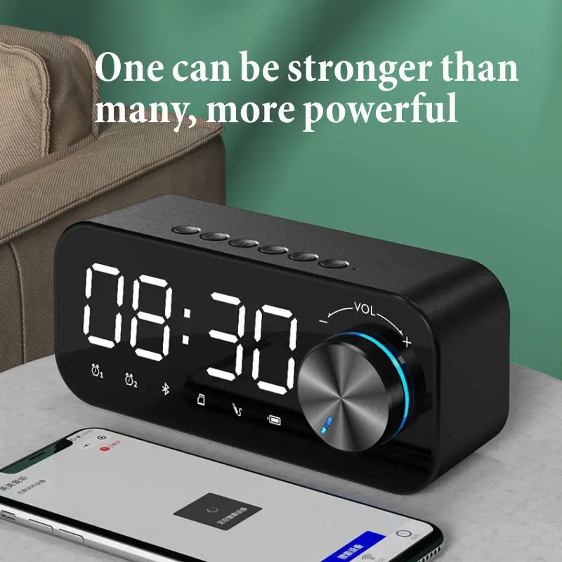 

Music Alarm Clock Bluetooth-compatible Speaker LED Digital Clock 2 Alarms Snooze Subwoofer Music Player Table Clock