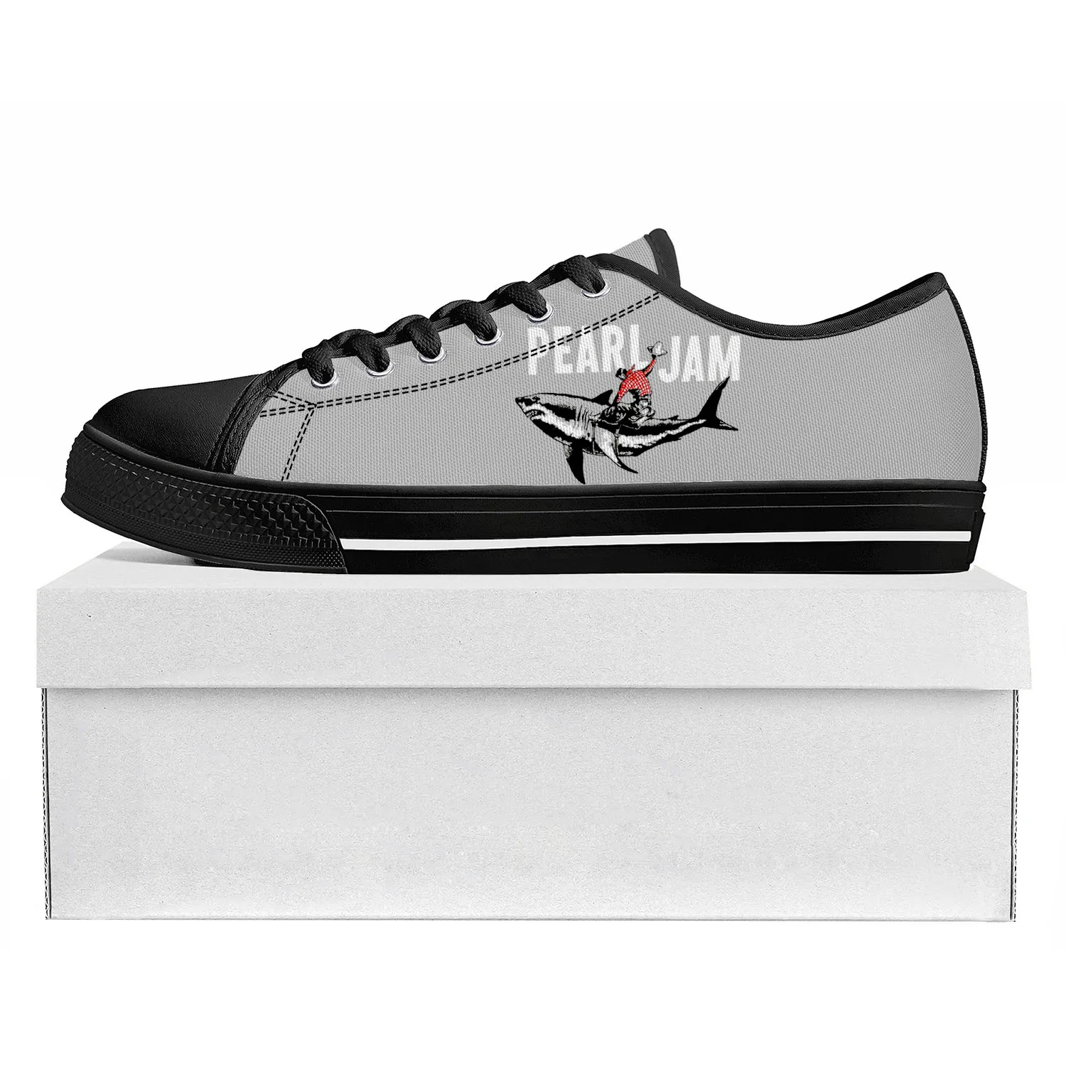 

Pearl Jam Low Top Sneakers Rock Band Mens Womens Teenager Canvas Sneaker High Quality Casual Shoes Custom Made Couple Shoe Grey