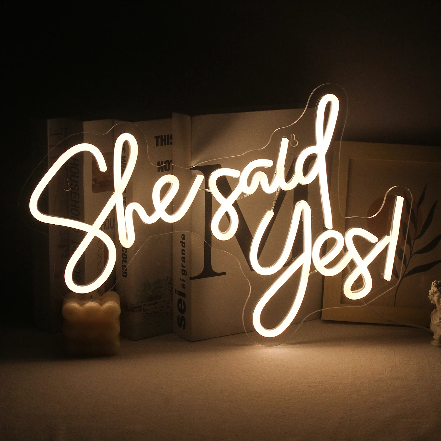 

Ineonlife She Said Yes Neon Sign Led Logo Custom Light Party Home Room Clue Wedding Marriage Proposal Engagement Wall Decoration