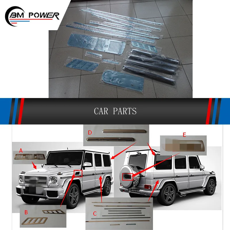 

G класс W463 G500 G3520 G63 G65 автомобильный Гальванизированный комплект отделки кузова запчасти капота крыла канала вентиляции запасная наклейка н...