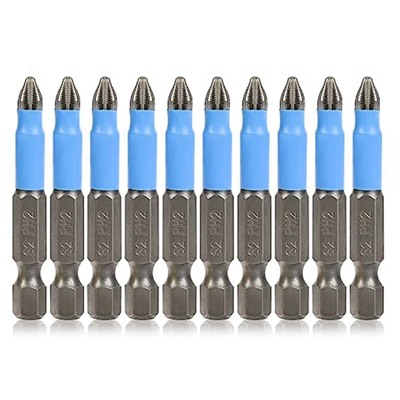 

10 Piece Phillips Head Drill Bit Magnetic Phillips Screwdriver Bit Set Non-Slip Cross Head 1/4 Inch Hex Shank 2Inch/50Mm