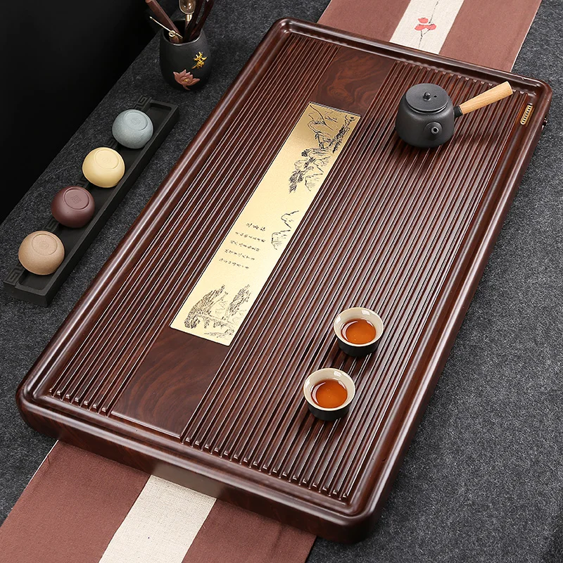 

Kung Fu Table Tea Trays Serving Luxury Vintage Chinese Tea Trays Wooden Drainage Square Tee Tablett Office Accessories WK50TT