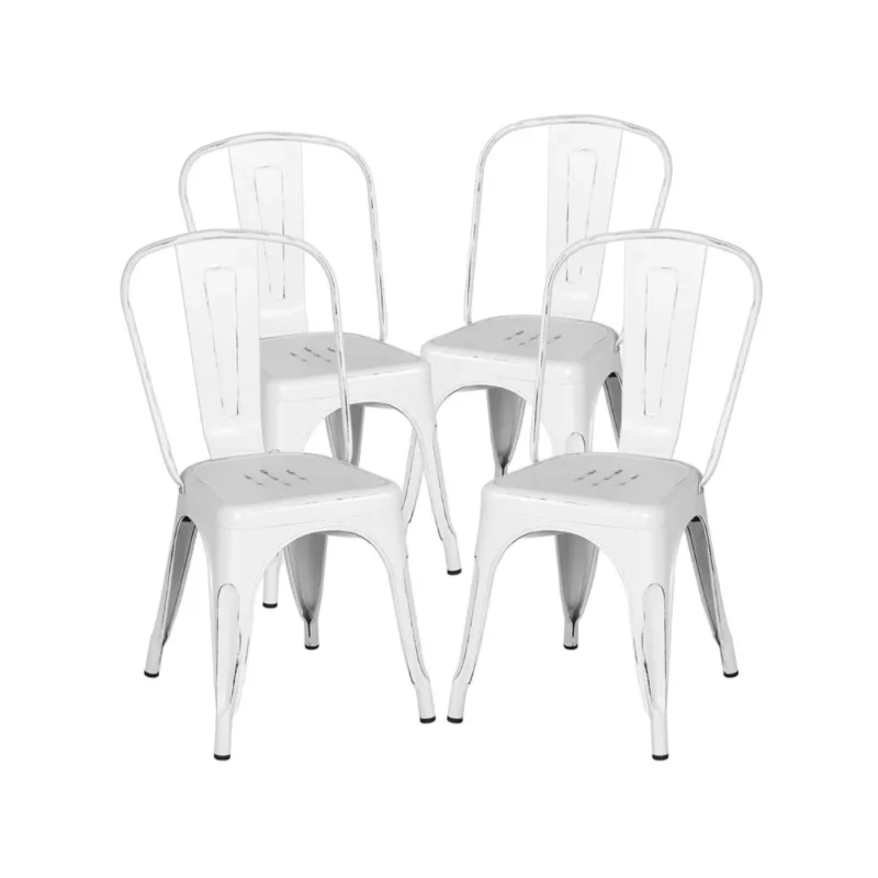 

Easyfashion Industrial Iron Dining Chairs for Home, Set of 4, Distressed Whitechairs dining room dining chair