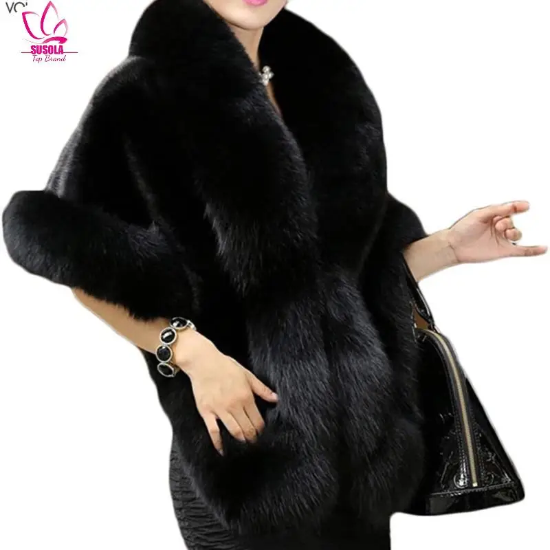 

Women's Winter Faux Fur Coat Wedding Bride Cloak Cape Shawl for Evening Party Bridal Bolero Outerwear Jackets Brides Winter Cape