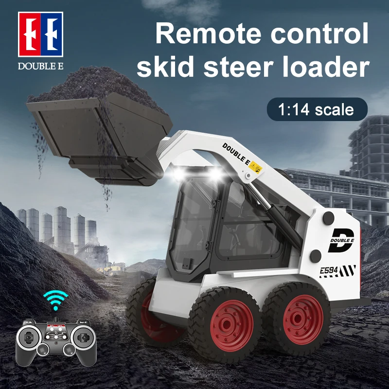 Double E E594 1:14 RC Excavator 2.4G Remote control Truck Slip Loader Digging Bucket 360 Rotation High Low Speed Engineer Toy