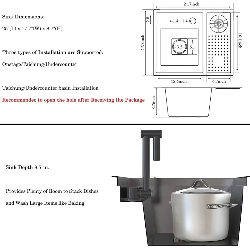 Скрытая Черная кухонная раковина скрытая Одиночная чаша из нержавеющей стали