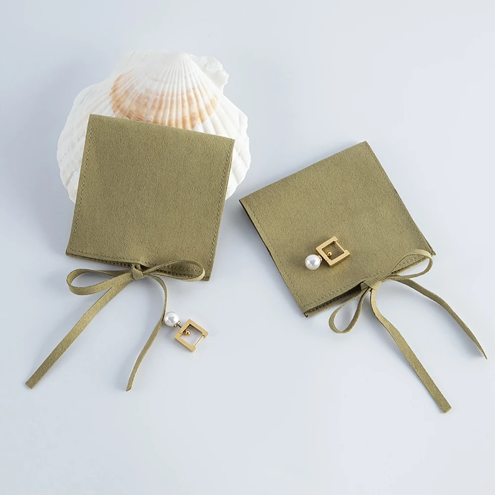 

50pcs Green Microfiber Gift Bags Velvet Jewelry Earrings Rings Tarot Organizer Pouches Christmas Wedding Favor Candy Storage Bag