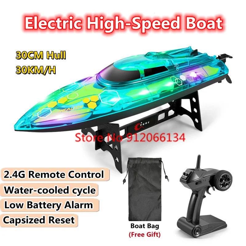 

1:36High-Speed Electric RC Boat 30KM/H Leaving Water Induction LED Light Sealing Waterproof Racing Remote Control SpeedBoat Toy