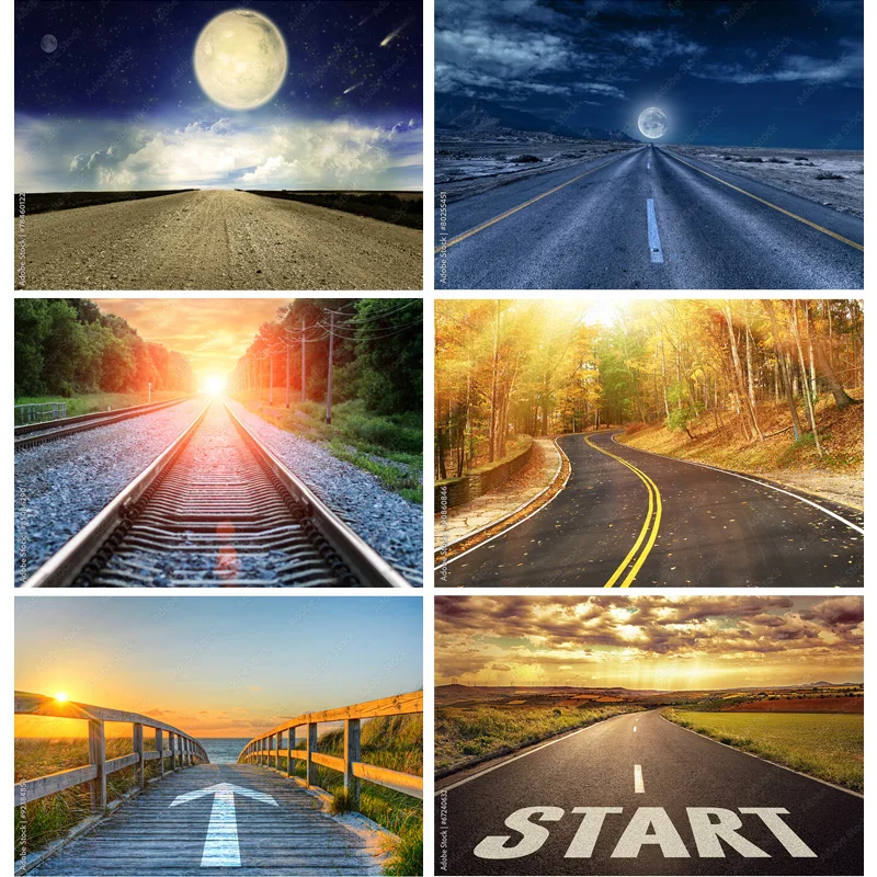 

Natural Scenery Photography Background Highway Landscape Travel Photo Backdrops Studio Props 2279 DLL-02