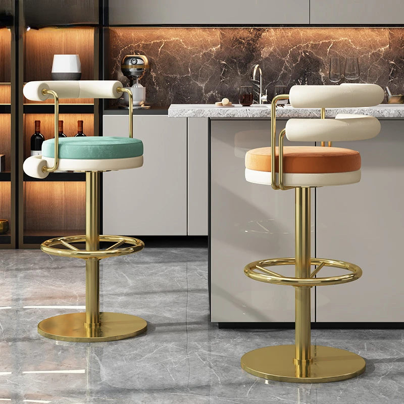 

Modern Minimalist Swivel Chair Front Desk Creative Design Cashier Chair Stainless Steel Home High Bar Chair Counter Stool