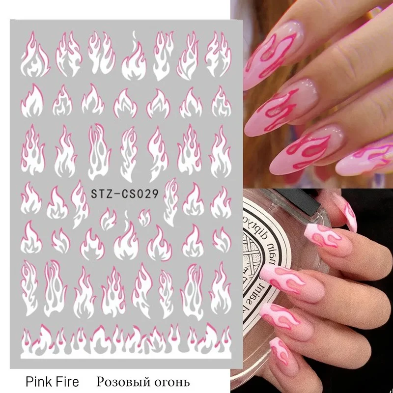 

3D flame character flower abstract art male and female nail decal Nail Adhesive Stickers For Nails Tips Beauty