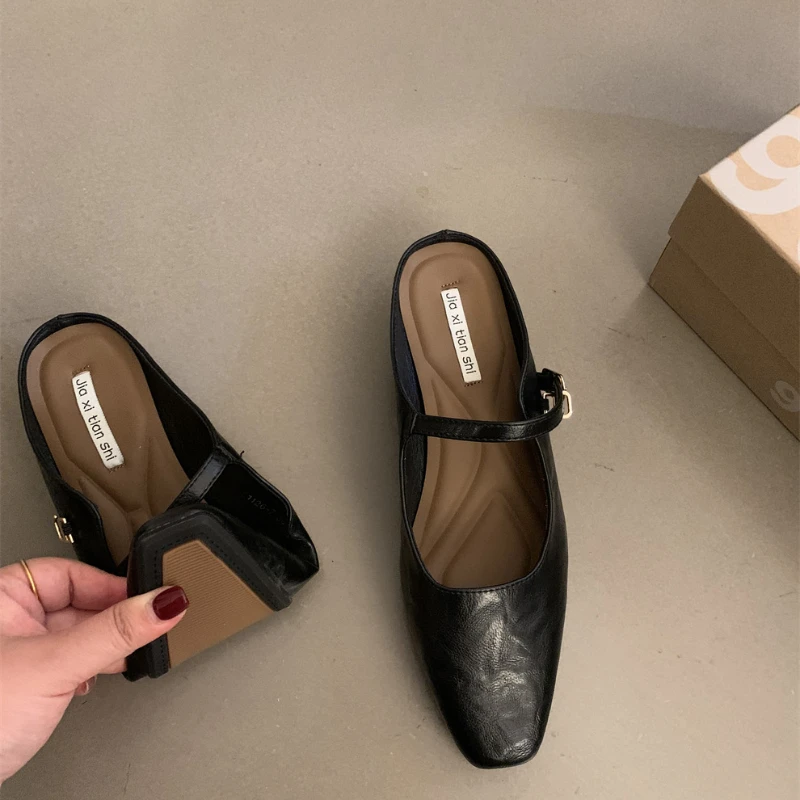 Женские дизайнерские сандалии Мэри Джейн серебристые полутапочки с острым