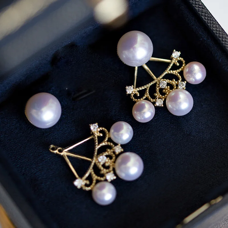 

Lace French pearl earrings, women's Vintage exquisite small earrings, light luxury earrings, sterling silver needle Earrings