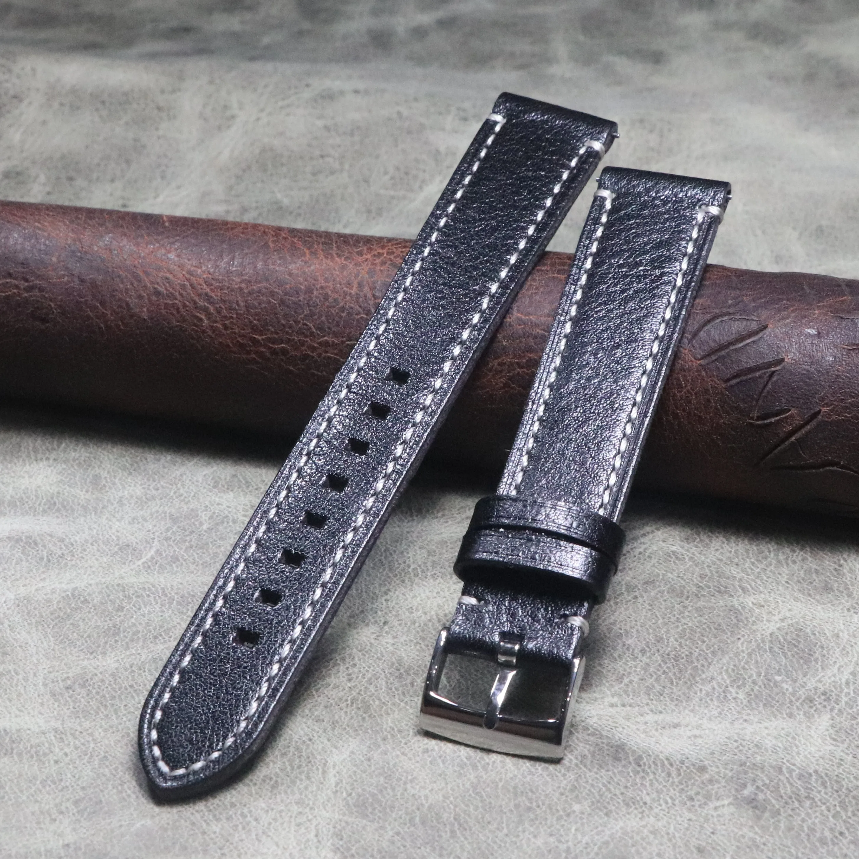 Large size 20 22mm High quality Lengthen strap Genuine leather big hand watch Bracelet cowhide long watchband man watch belt XL