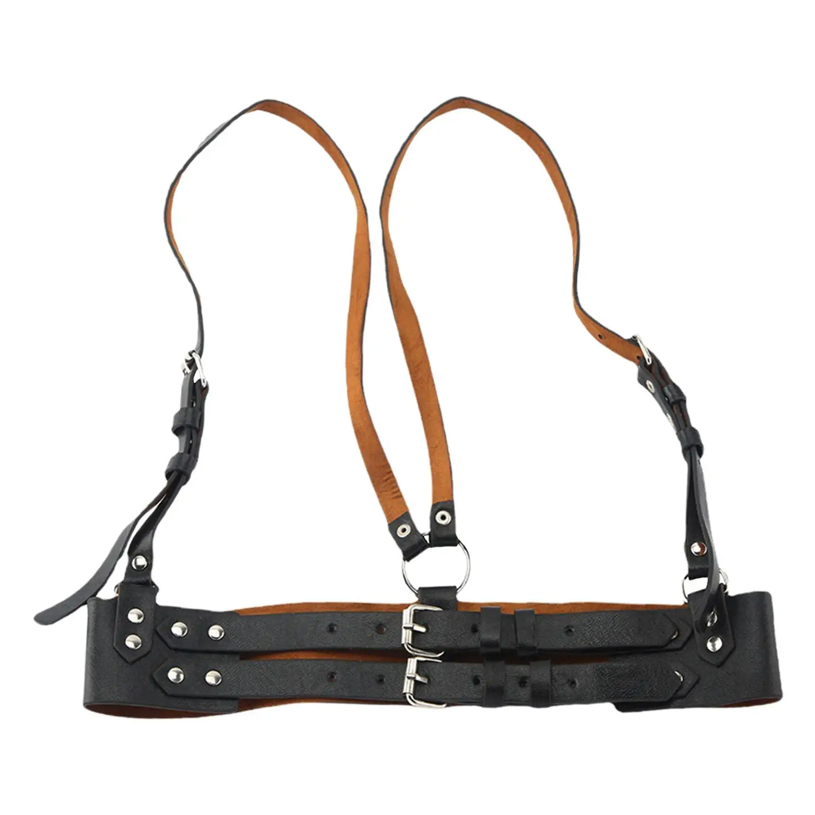 

Women's Punk Vest Belt for Dresses Halloween PU Leather Skinny Body Adjustable Belt with Gothic Circle for Cosplay Party