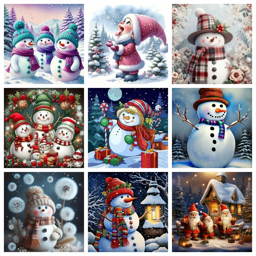 5D Комплект Алмазной Живописи Полная Круглая Дрель Мультяшный Снеговик Вышивка