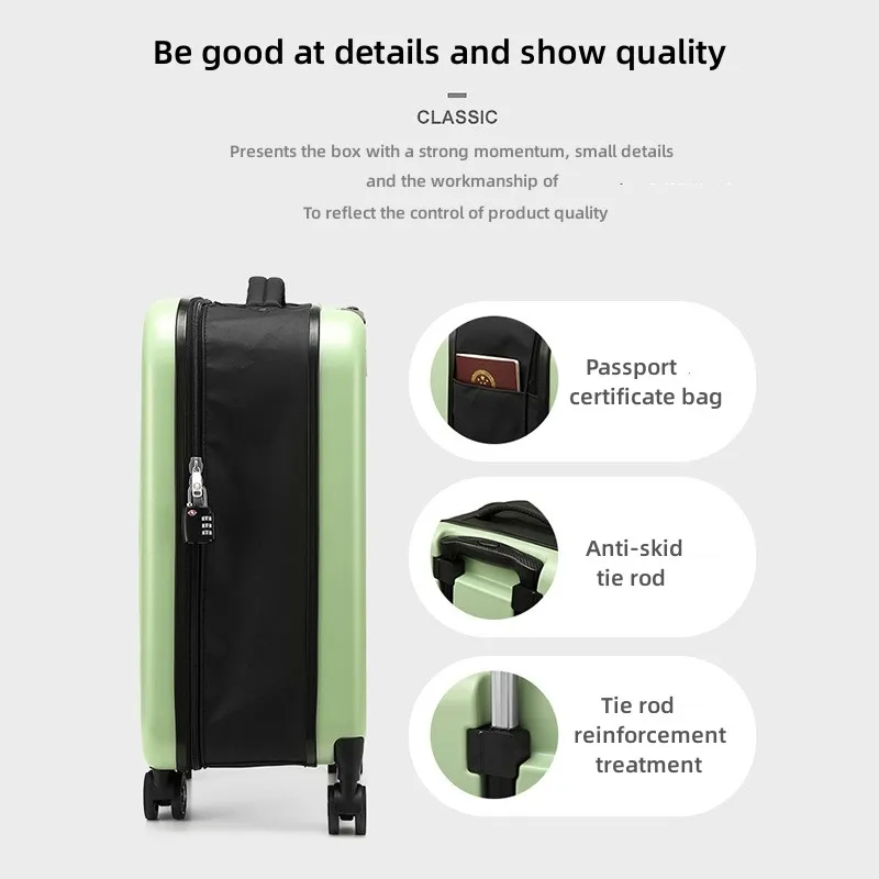 20 Inches Universal Wheel Password Trolley Case Female Large-capacity Front Opening Business Travel Suitcase Foldable Luggage
