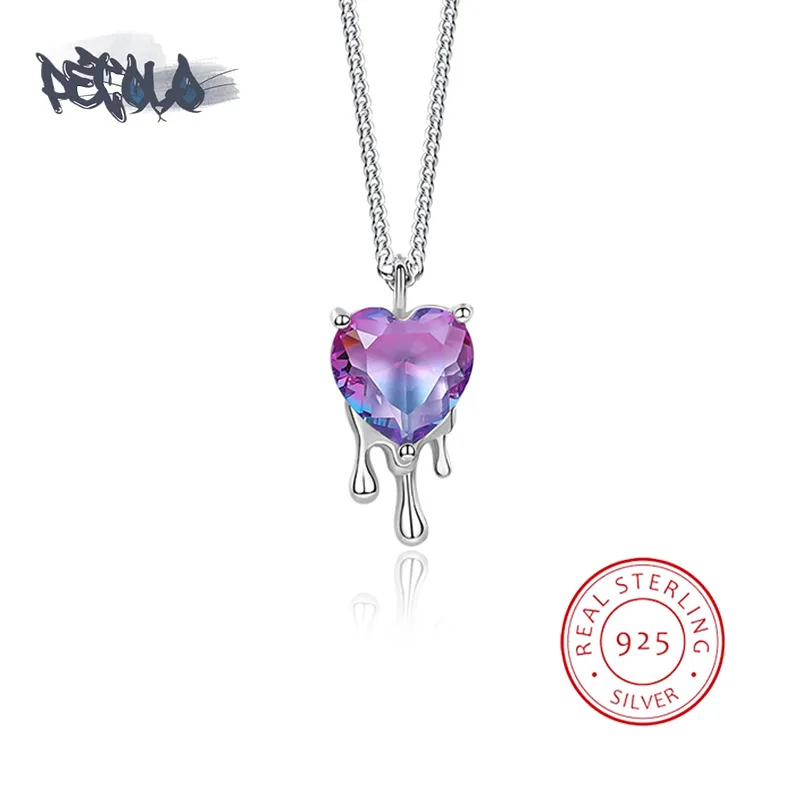 

Женское колье из серебра 925 пробы с фиолетовым цирконием